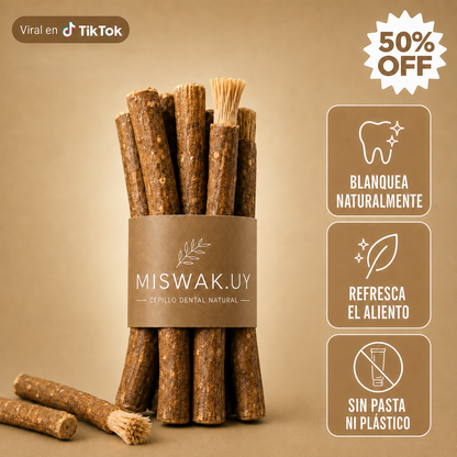 Cepillo Natural Miswak — Blanquea, Limpia y Refresca sin Químicos