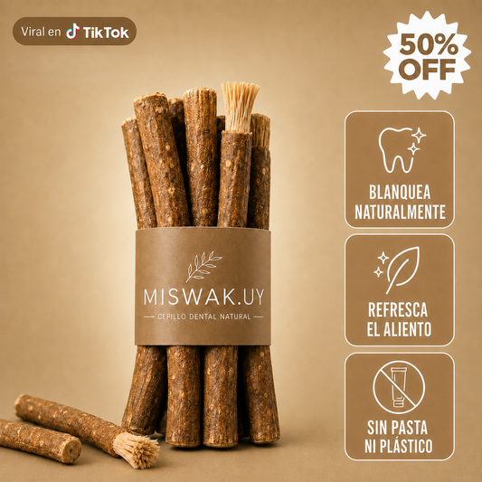 Cepillo Natural Miswak — Blanquea, Limpia y Refresca sin Químicos